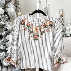 Zara floral embroidered top